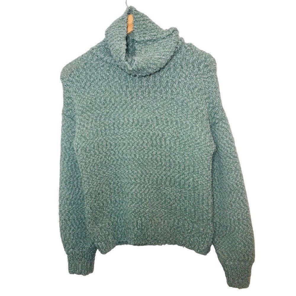 YES LOLA Chunky Knit Cowl Neck Pullover Sweater Green Size Small
